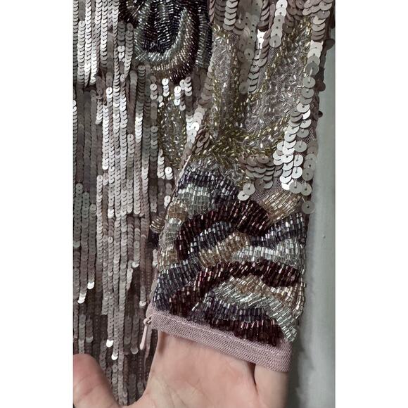 NWT Mac Duggal Floral Sequined Beaded Midi Dress Size 4 - Picture 7 of 16